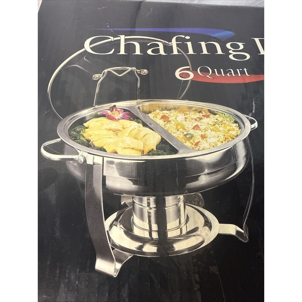 Bed Bath Beyond Stainless Steel Divided Oval Chafing Dish Set Cater Entertain 6Q